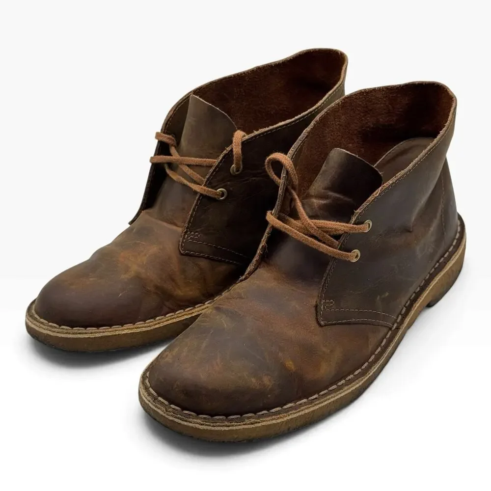 Clarks Originals Desert Boot Mens 10 Beeswax Brown Leather Chukka Crepe Sole